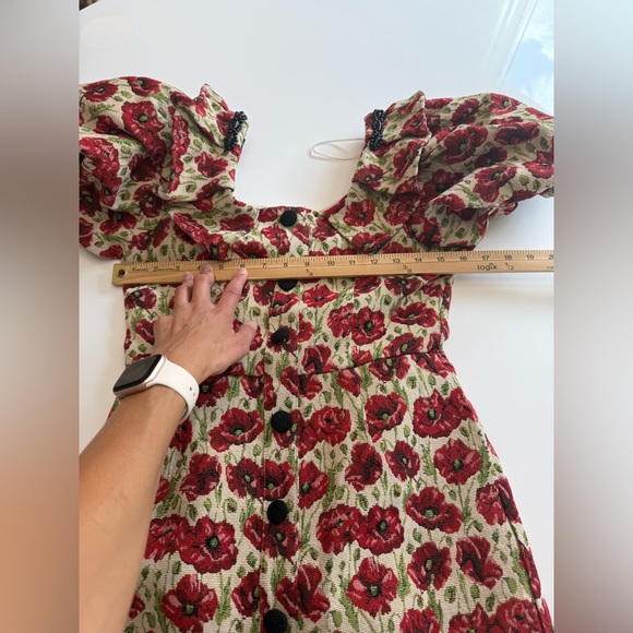 NWT SISTER JANE SHIRLEY POPPY TAPESTRY DRESS - TAN RED FLORAL Sz Small - Picture 14 of 16